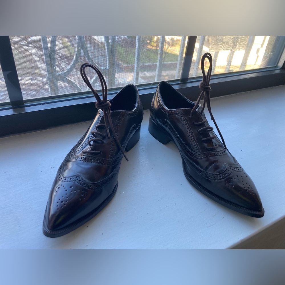 Zara Dark Brown Women's Brogue Flats